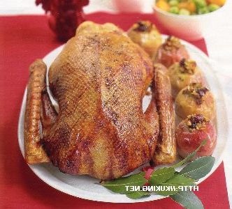 Goose baked with stuffed apples