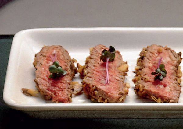 Steak with walnut crust