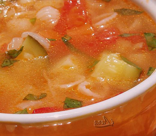 Country vegetable soup with mussels