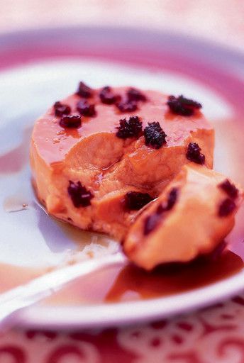 Creme caramel with morels