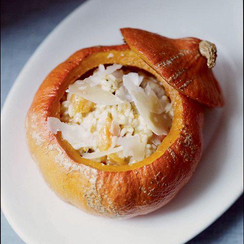 Risotto with baked pumpkin, chestnuts and mascarpone