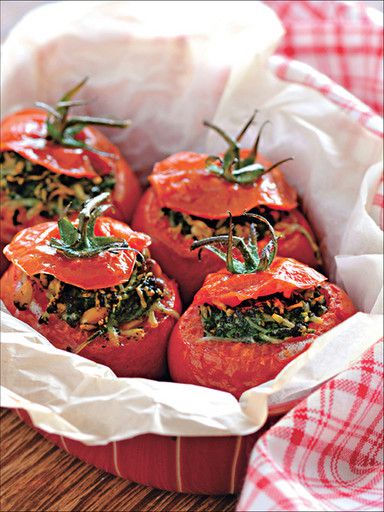 Tomatoes stuffed with spinach and cheese