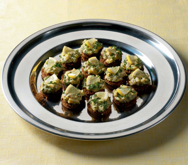 Canapes with anchovy salad