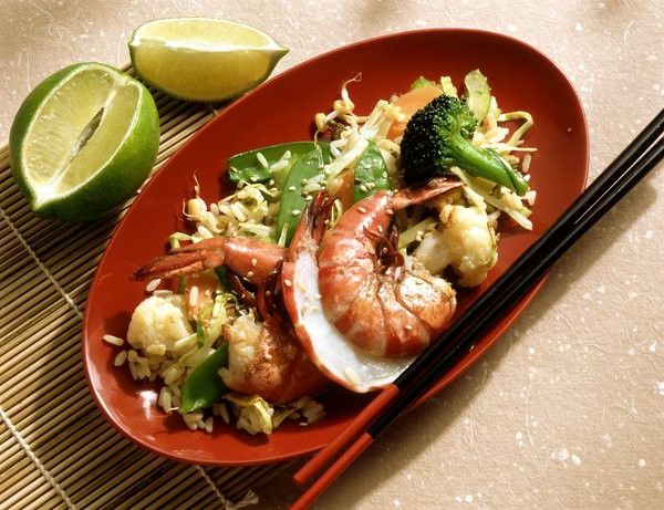 Rice with shrimp and vegetables