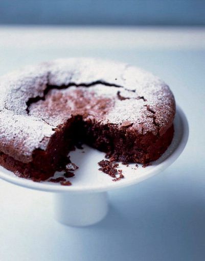 Chocolate cake in a rural