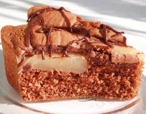 Chocolate cake with pears