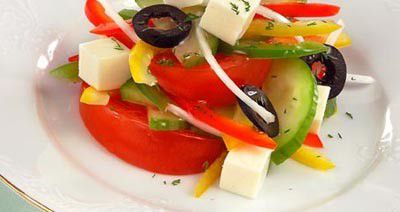 Vegetable salad with cheese.