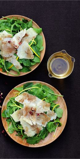 Parmesan cheese with arugula