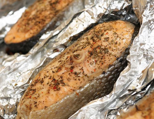 Salmon fillet in foil