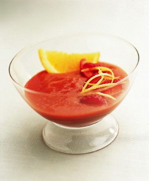 Rhubarb soup with strawberries