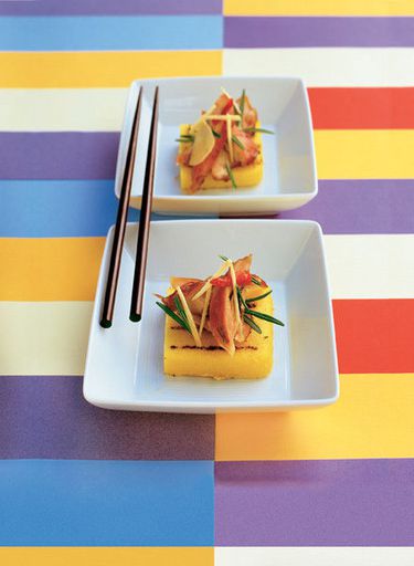 Chicken with pineapple and polenta