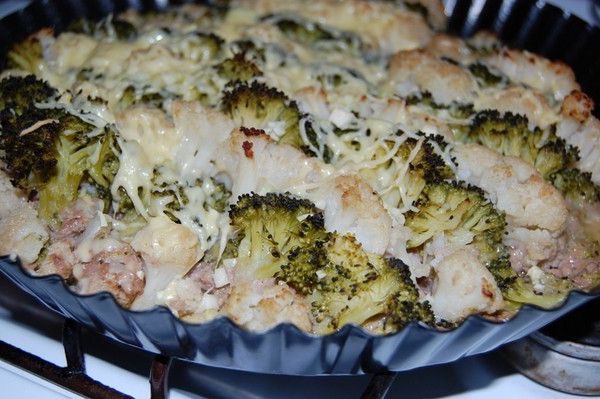 Baked broccoli and cauliflower