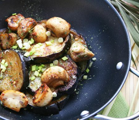 Eggplants with mushrooms
