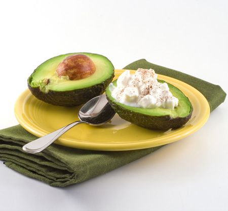 Boats avocado with curd cheese