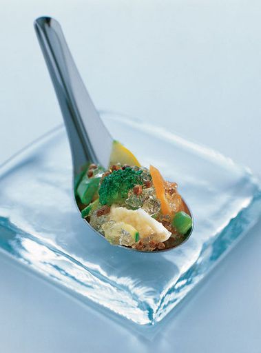 Vegetables in aspic with coriander