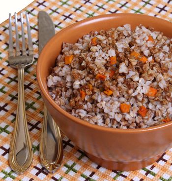 Fast buckwheat with mushrooms