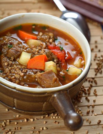Buckwheat with stewed spiced beef