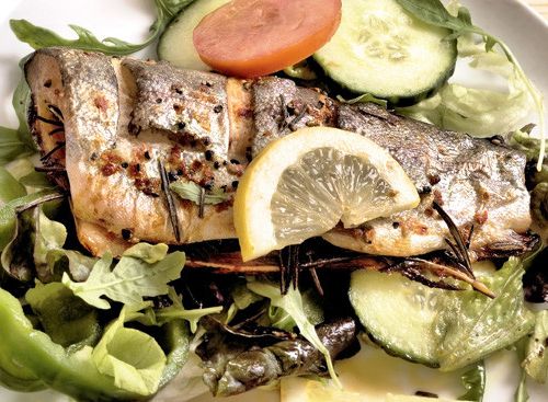 Trout baked with dill and lemon