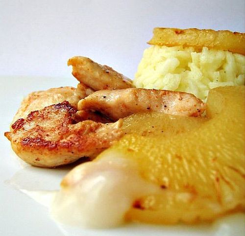 Chicken breast with pineapple.