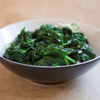 Side dish of spinach with egg