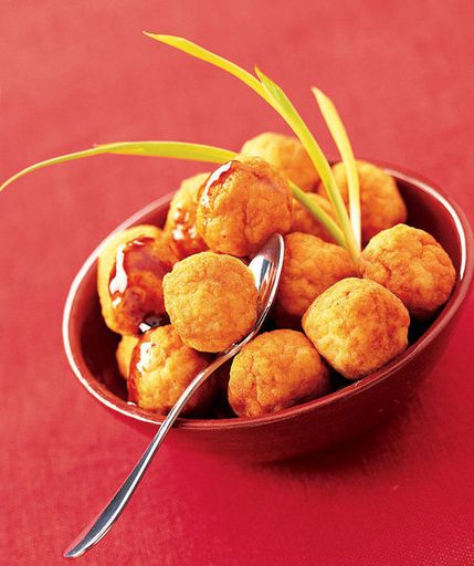 Balls of turkey in caramel