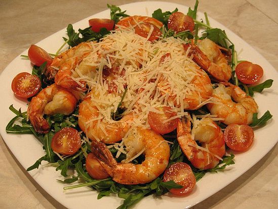 Italian salad with shrimp.