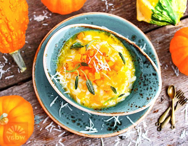 Pumpkin risotto with sage
