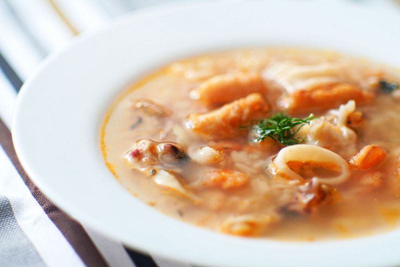 Soup with seafood and fish