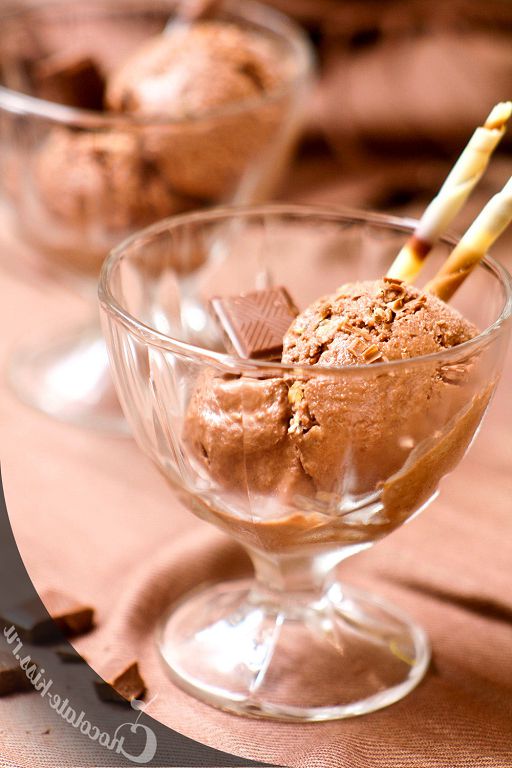Chocolate ice cream with walnuts