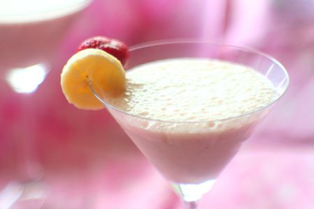 Creamy cocktail with raspberry syrup