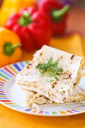 Pie of pita with cheese and garlic