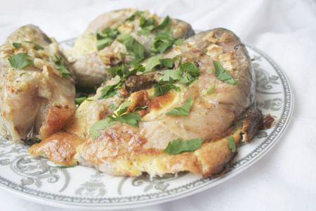 Carp in egg souffle