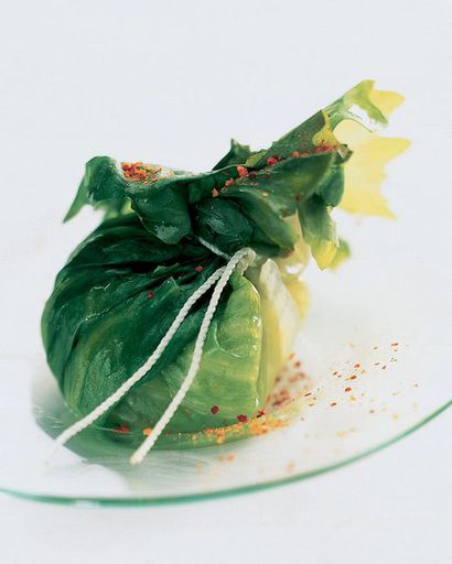 Vegetables with couscous in lettuce leaves