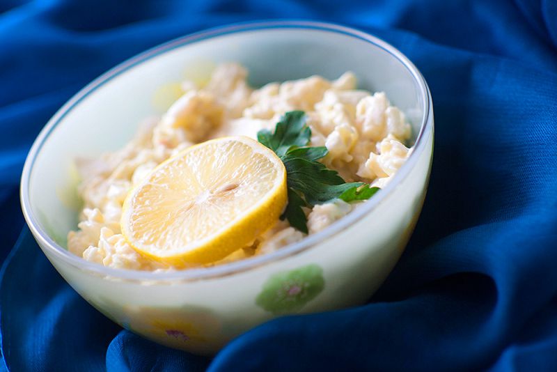 Salad with squid, cheese and apples