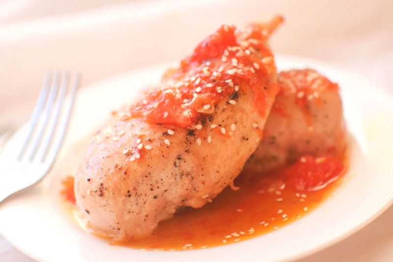 Chicken breast in caramel sauce