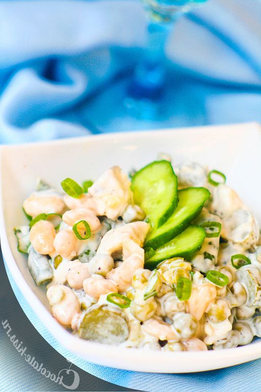 Salad with pickles, pork and beans