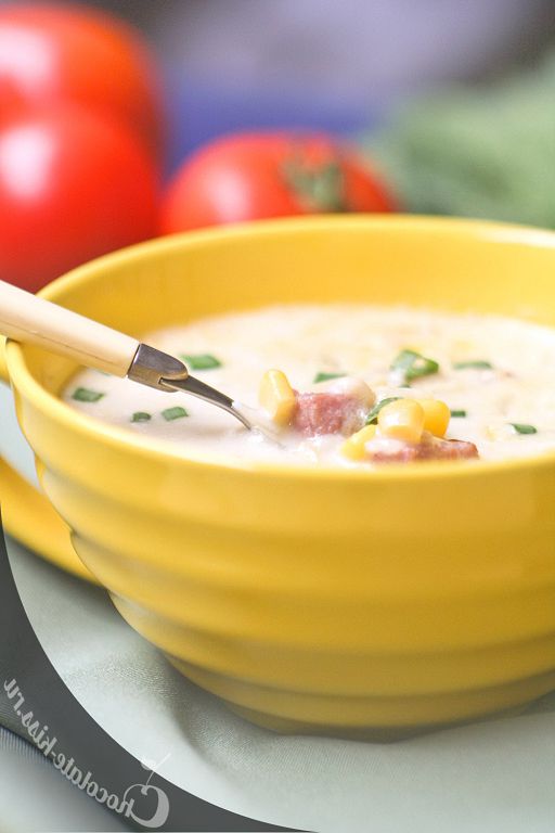 Soup with bacon and sweet corn