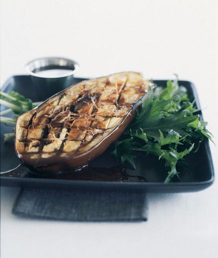 Fried eggplant with ginger and miso dressing