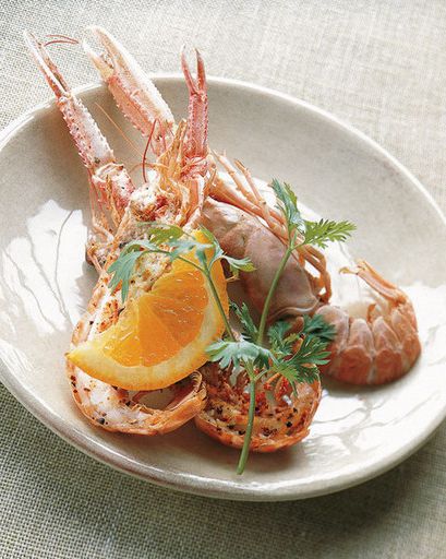 Scampi with oranges