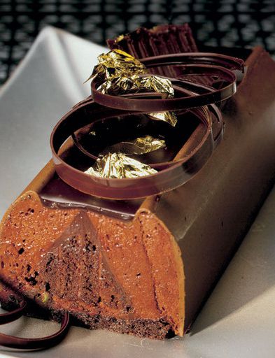 Chocolate mousse cake with chocolate and orange marmalade