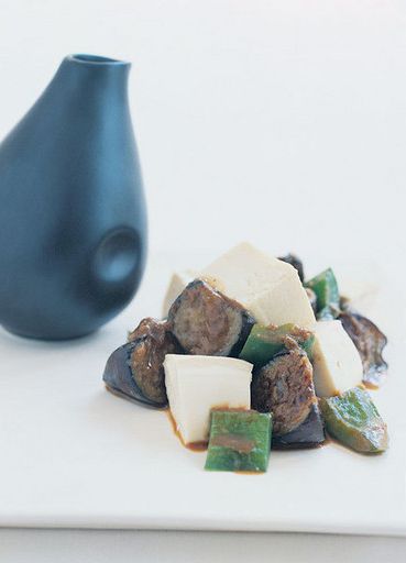 Eggplant with tofu with ginger-soy sauce