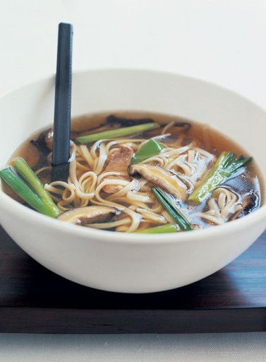 Duck soup with udon noodles