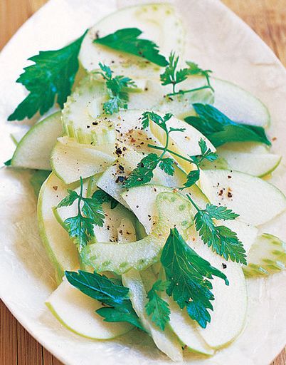 Salad of apples and celery with parsley