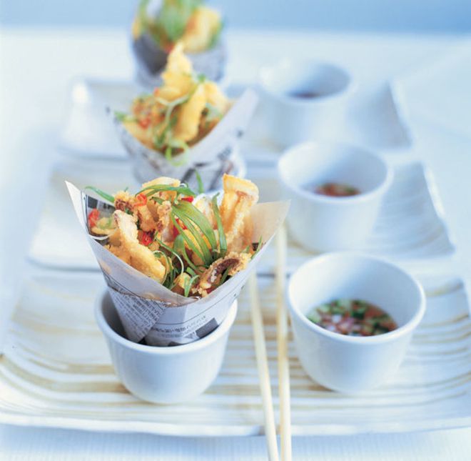 Salty squid with sweet chilli sauce