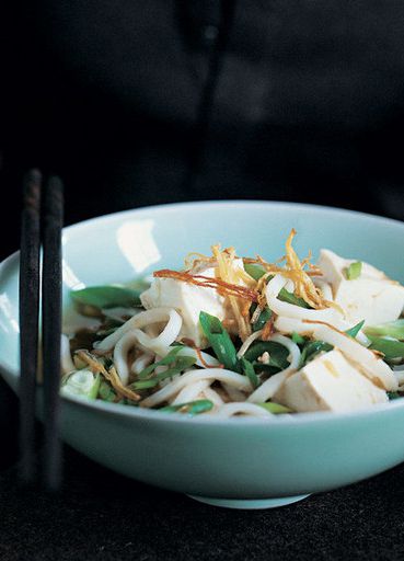 Udon noodles at ginger broth