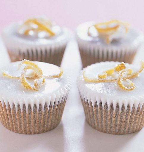 Brown cupcakes with lemon frosting