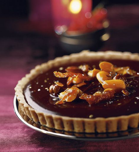 Chocolate cake with candied nuts