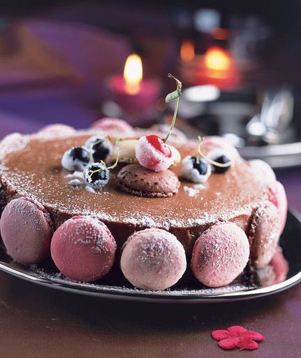 Bavarian cake jelly of two kinds of chocolate with candied fruit