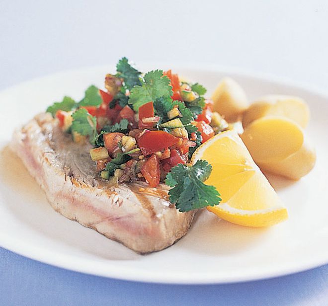 Tuna with coriander salsa