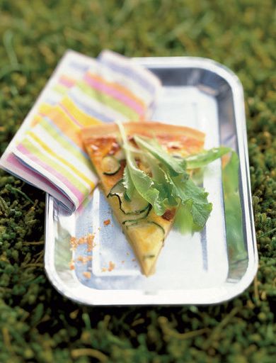 Quiche with goat cheese and zucchini